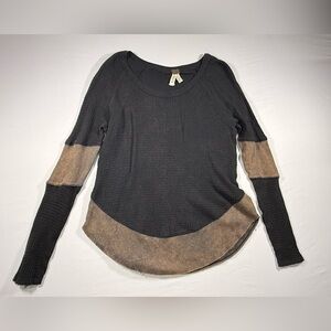 We The Free Free People "Logan" Washed Colorblock Thermal grunge boho